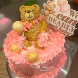 “We Can Bearly Wait” Teddy Bear Cake