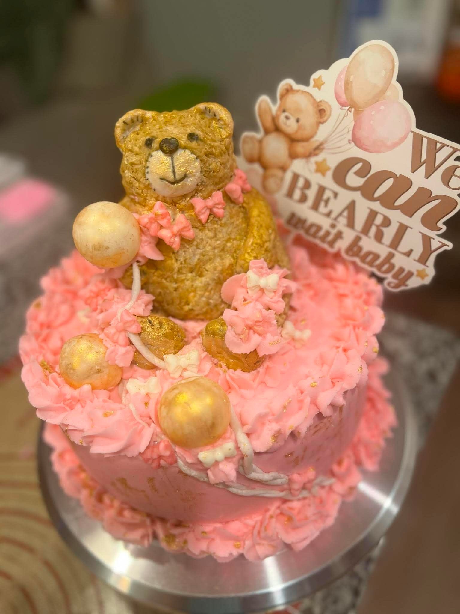 “We Can Bearly Wait” Teddy Bear Cake